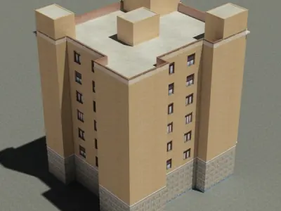 Building tall Low-poly 3D model