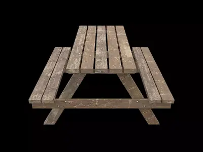 PicnicBench01 wooden picnic table Low-poly 3D model