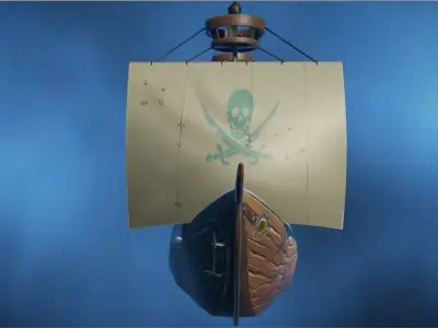 Pirate Ship Hand-Painted Low-poly 3D model