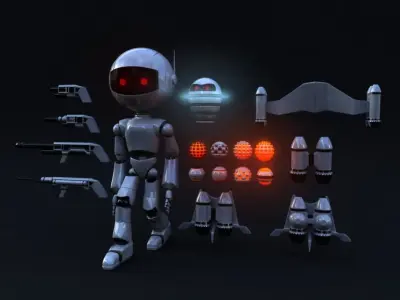 Full Rigged Robot Low-poly 3D model