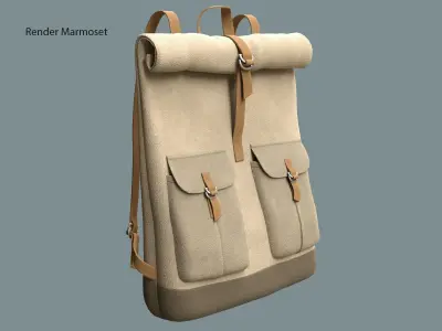 Realistic traveler backpack Low-poly 3D model