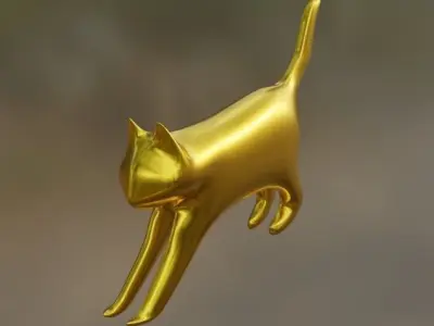 Cat High-poly 3D model gold 3D model