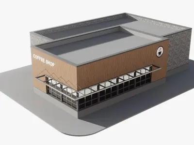 coffee shop Low-poly 3D model