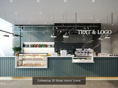 4 Different coffee shop style 3D Model Collection