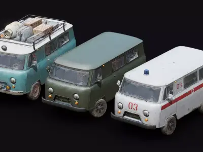 Soviet Van Low-poly 3D model