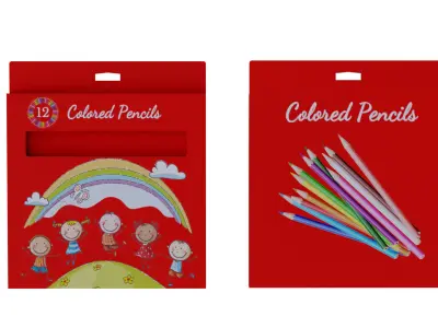 Colored pencils - Box Low-poly 3D model