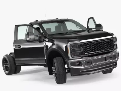 Two Doors Chassis Cab Black Rigged for Cinema 4D 3D model