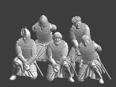 Kievan Rus Prisoners Medieval 3D Printable Miniatures STL Set 3D print model