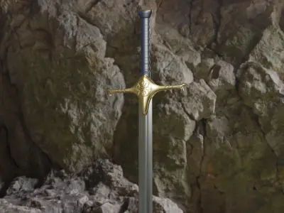 Middle eastern curved sword 3D model