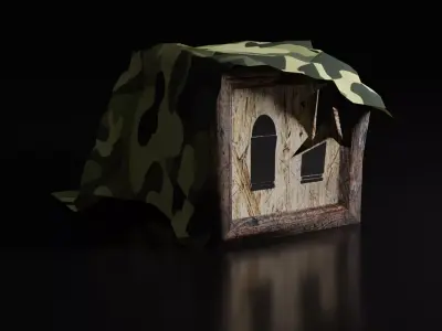 Broken wooden military box game ready PBR low poly Free low-poly 3D model