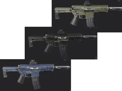Assault rifle CMMG Low-poly 3D model