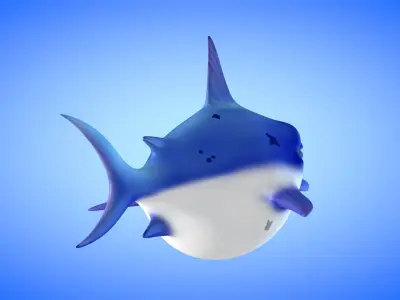 Swordfish cartoon fish Low-poly 3D model