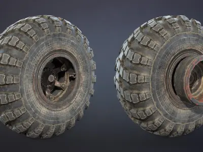 Truck Wheel 01 Kraz-255 Low-poly 3D model