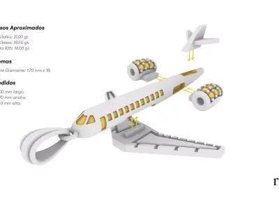 Aeroplano airplane with key ring 3D print model