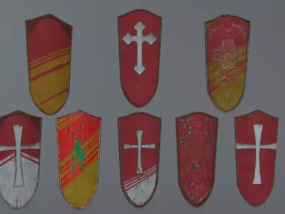 shield set roman soldier holding and sword Low-poly 3D model