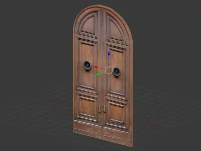 Brown wooden old Door Low-poly 3D model
