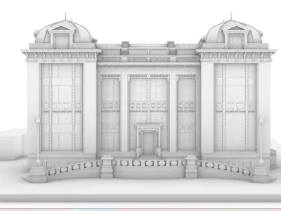 Emile Jacqmain High School Bruxelles building Low-poly 3D model