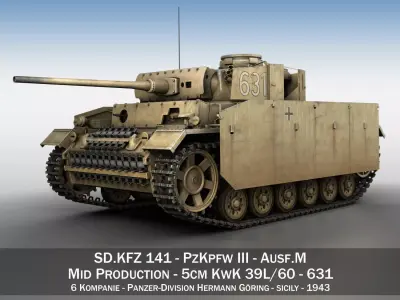PzKpfw III - Panzer 3 - Ausf M - 631 3D model