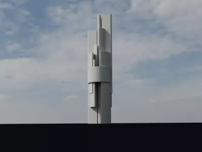 Brutalist Interlocking Tower Monument 29 Low-poly 3D model