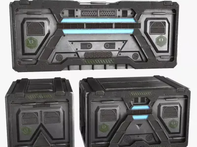 Sci-fi Container set of 3 v6 Low-poly 3D model