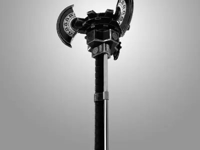 Axe Steel Scratched Black 3D model Low-poly 3D model