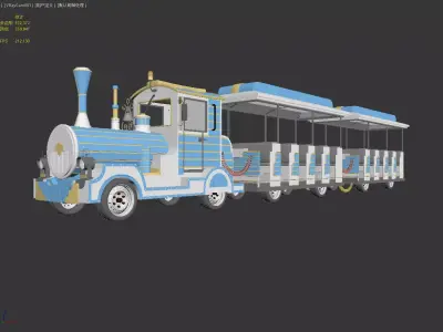 Retro Tourist Sightseeing Trackless Train - MAX OBJ FBX Low-poly 3D model
