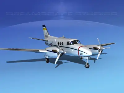 Beechcraft C-6 King Air V03 USAF 3D model