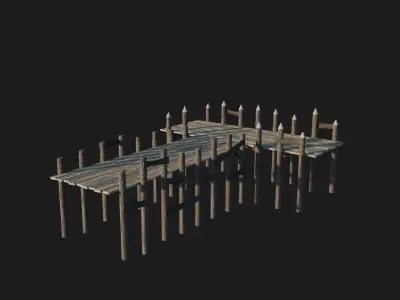 VIKING NORSE PORT HARBOR PIER PLATFORM VILLAGE COLLECTION Low-poly 3D model