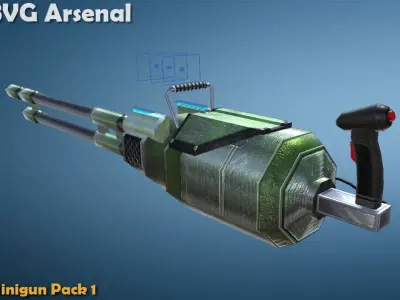 Minigun pack 1 Low-poly 3D model