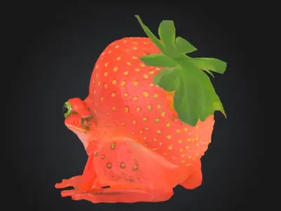 Strawberry Frog AI Cursed Animal STL OBJ 3D model