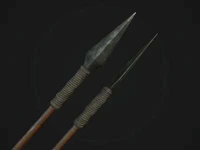 Assegay two arrowheads Low-poly 3D model