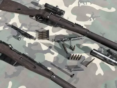 Mosin Nagant M1891 Low-poly 3D model