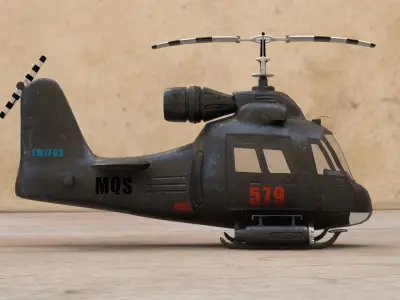 Low poly Game-ready cartoon Helicopter Low-poly 3D model