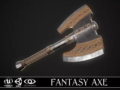 Fantasy Axe 2C Low-poly 3D model