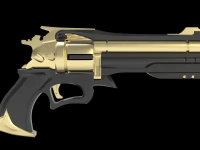 sci-fi Gun Black pistol revolver weapon  3D model