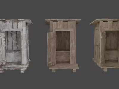 Wooden Outhouse Free low-poly 3D model