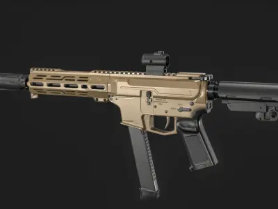 CMMG MKGs Banshee 9mm AR Pistol Low-poly 3D model