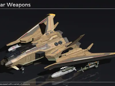 Scifi Fighter CCH65 Low-poly 3D model