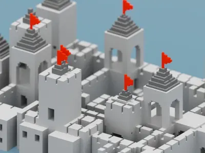 Voxel Castle Low-poly 3D model