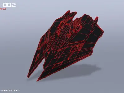 Scifi Hovercraft Low-poly 3D model