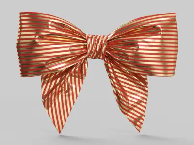 Low Poly Red Gold Bow 06 3D model