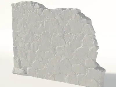 Old castle wall part G Low-poly 3D model