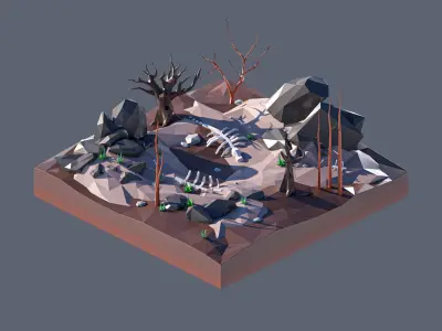 land 44A Low-poly 3D model