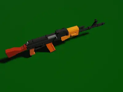 AK74 AK47 Voxel Gun Free low-poly 3D model