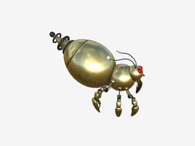 Cute Robot E08 Golden - SciFi Character Design Low-poly 3D model