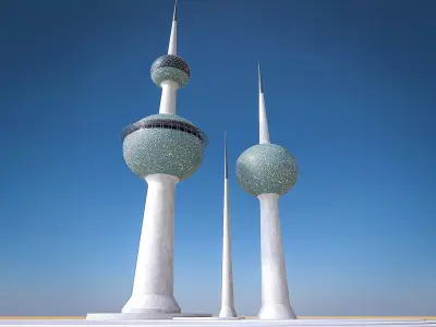 Kuwait Towers Low-poly 3D model