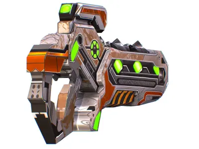 Assault rifle of the future weapon gun Nuff barrel blaster laser Low-poly 3D model