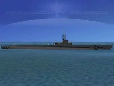 Balao Class Submarine SS347 USS Cubera VHP 3D model