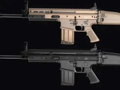 modular assault rifle FN SCAR-H mk 17 Low-poly 3D model