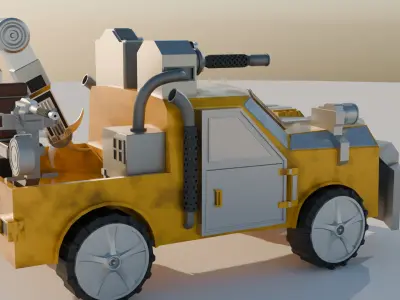 Low Poly Best Battle Gun Car Low-poly 3D model